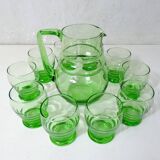 ancien service 10 verres à eau et carafe en verre soufflé