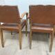 Set of 4 armchairs bridge leather and wood called "moustache" style art deco circa 1940