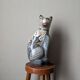Hand-painted decorative ceramic cat from Tonala, Mexico.