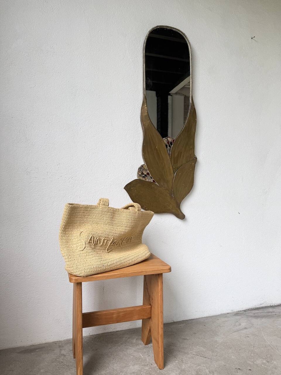 Brass flower oval mirror 1960