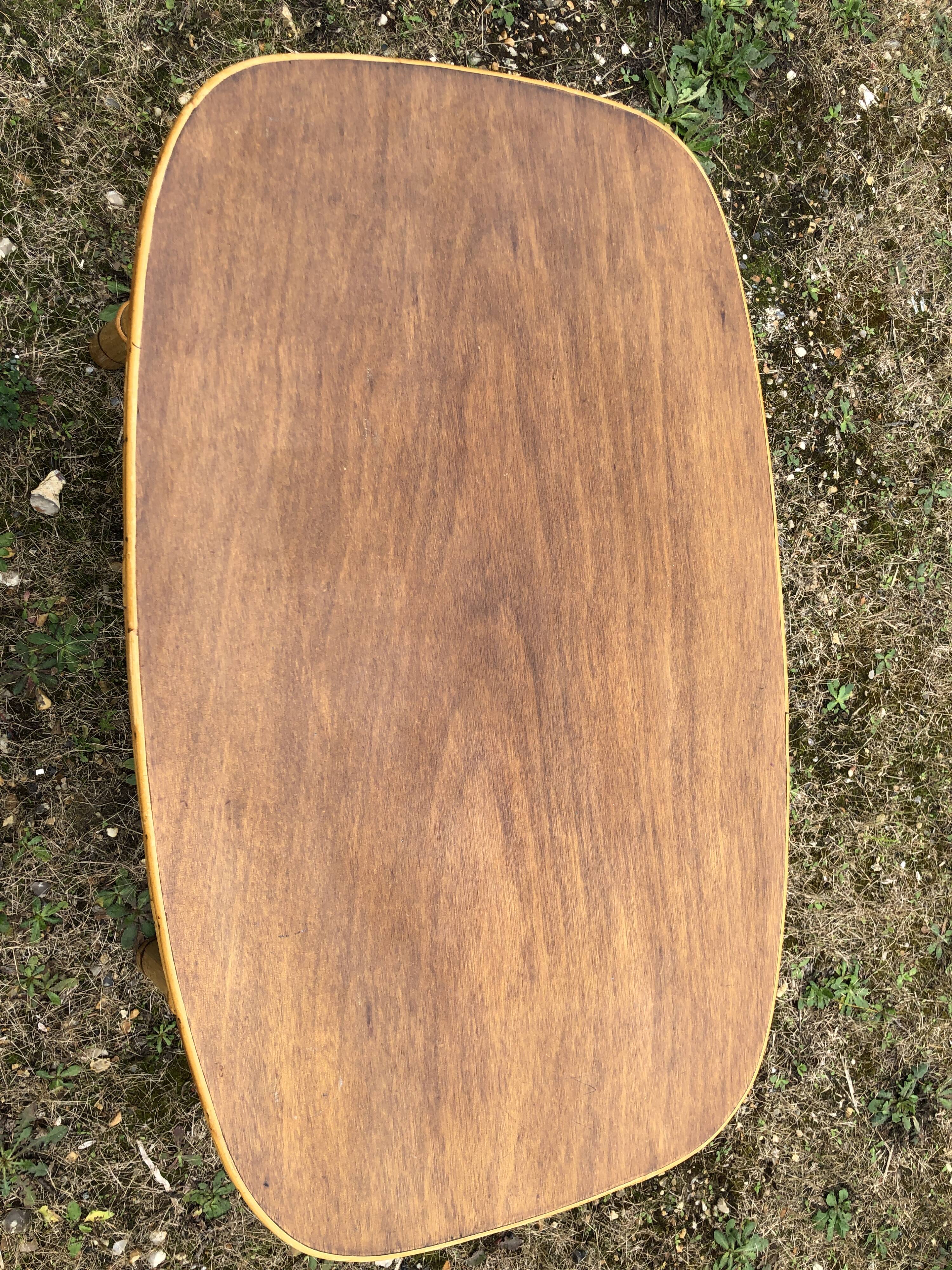 Large coffee table in vintage rattan