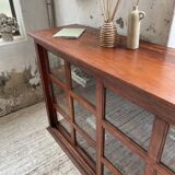 Mahogany sideboard with sliding glass doors