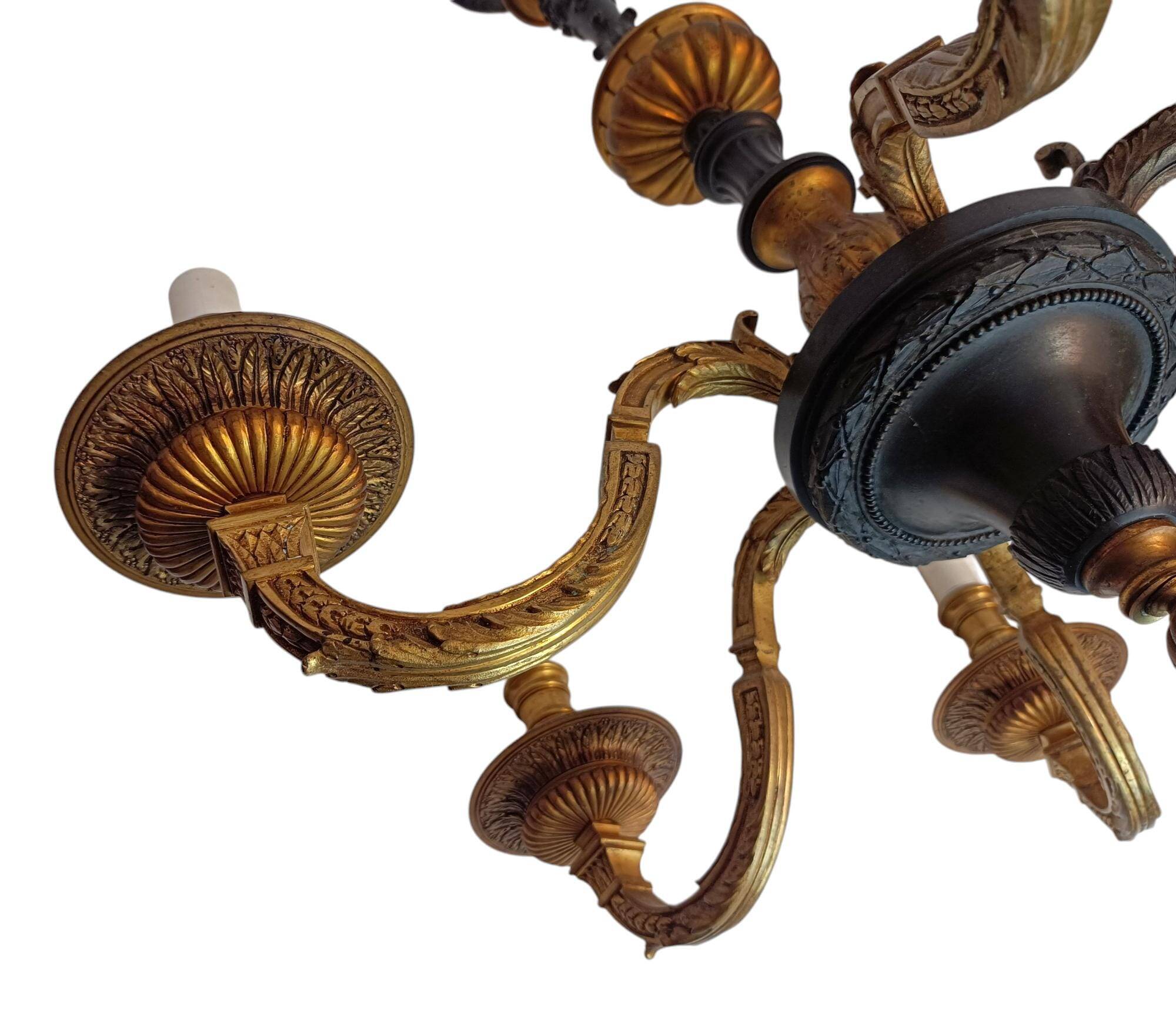 Victorian lustre in gilded and patinated bronze, Belle Époque ~1880