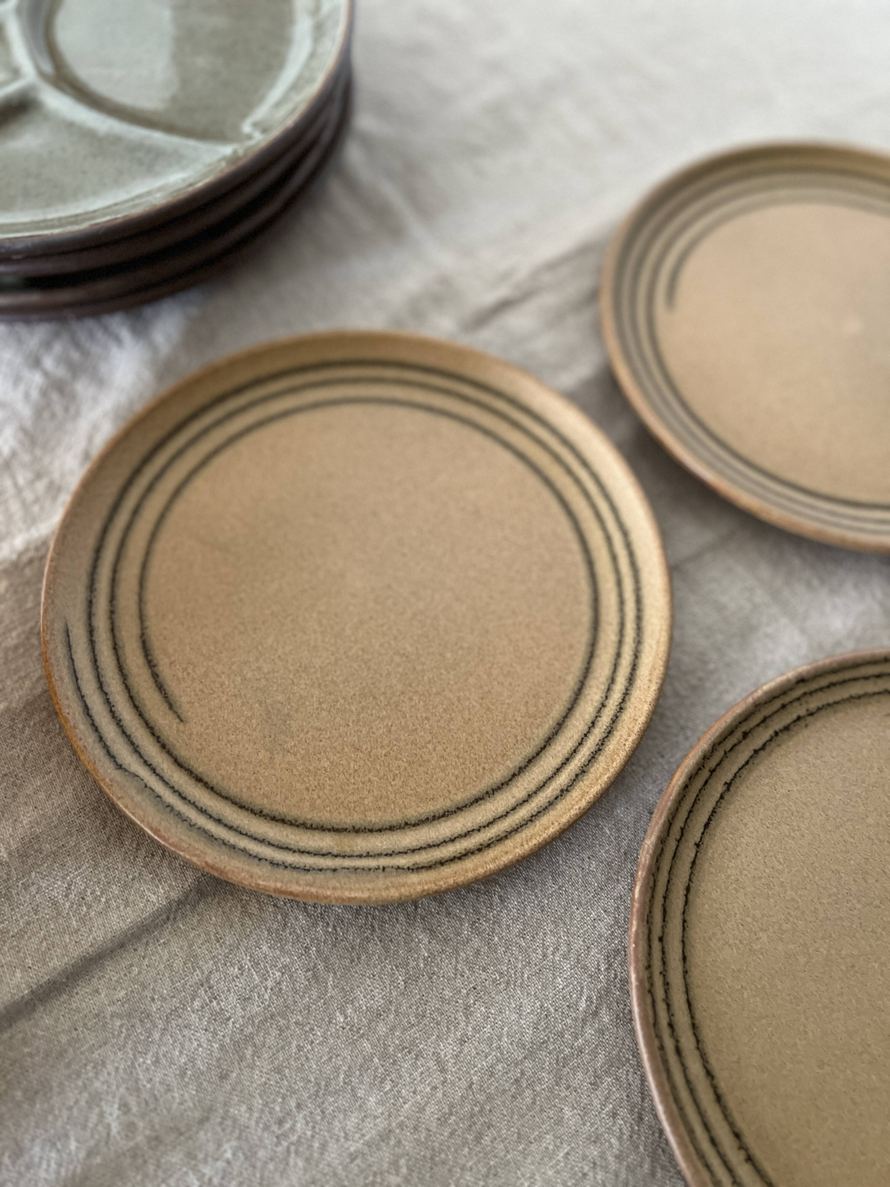 4 ceramic dessert plates, sarreguemines art workshop, france 1970
