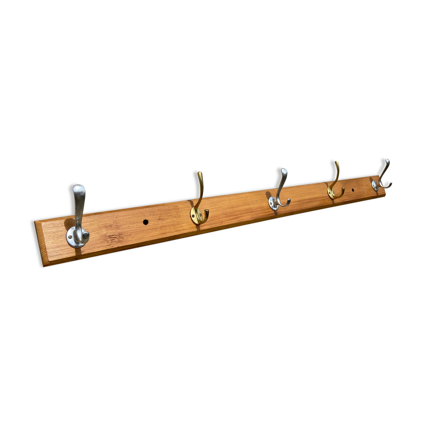 Wall coat rack in pine 1970