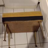 ancien repose pied/ pouf 4 pieds  compas laiton années 60