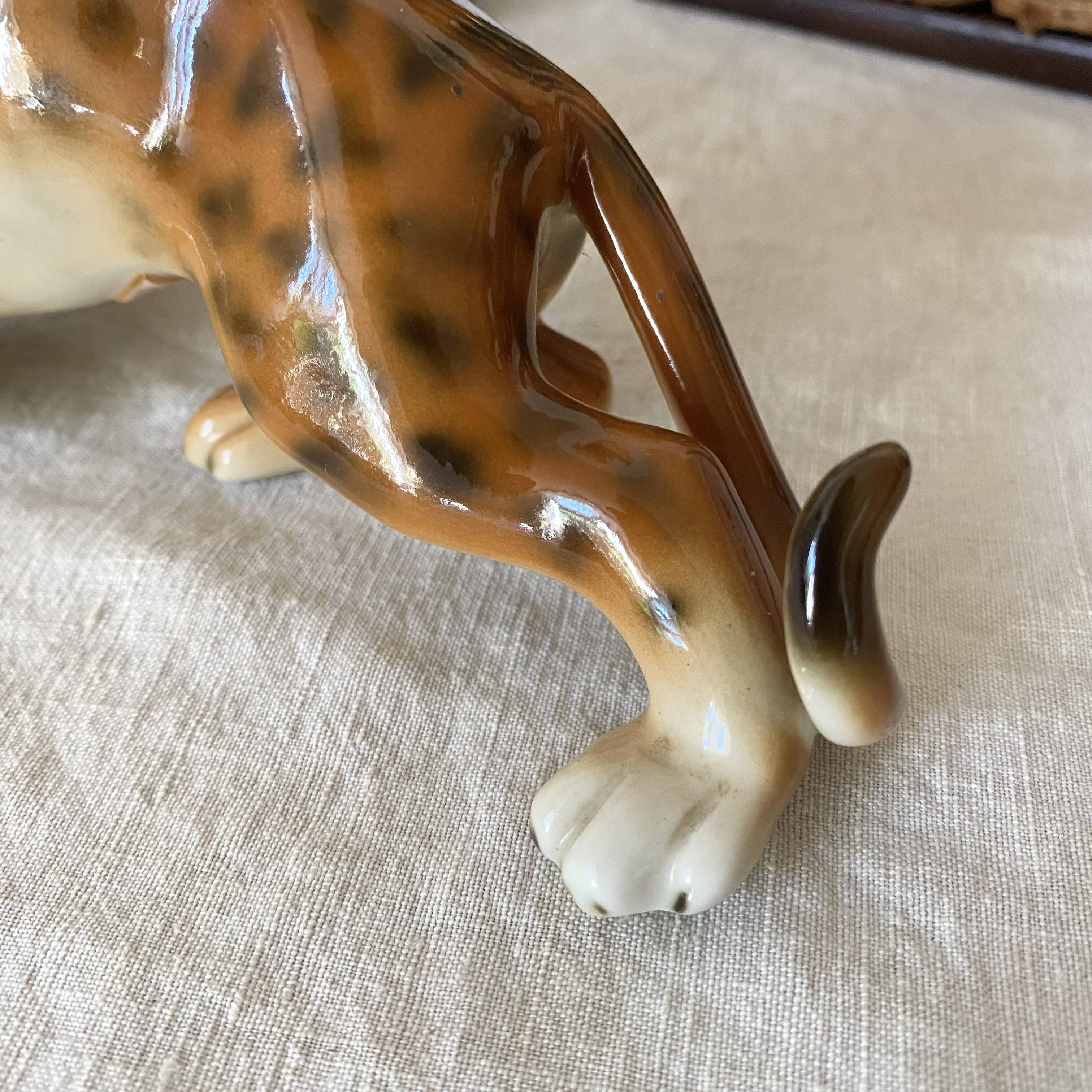 Vintage Royal Dux Figurine – Porcelain Cheetah – 21 cm