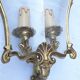 Pair of bronze and glass wall lights