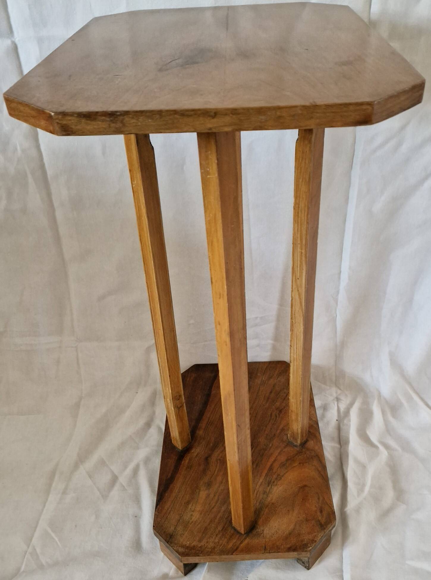 Vintage Art Deco wooden side table – 1930s/50s – unique piece