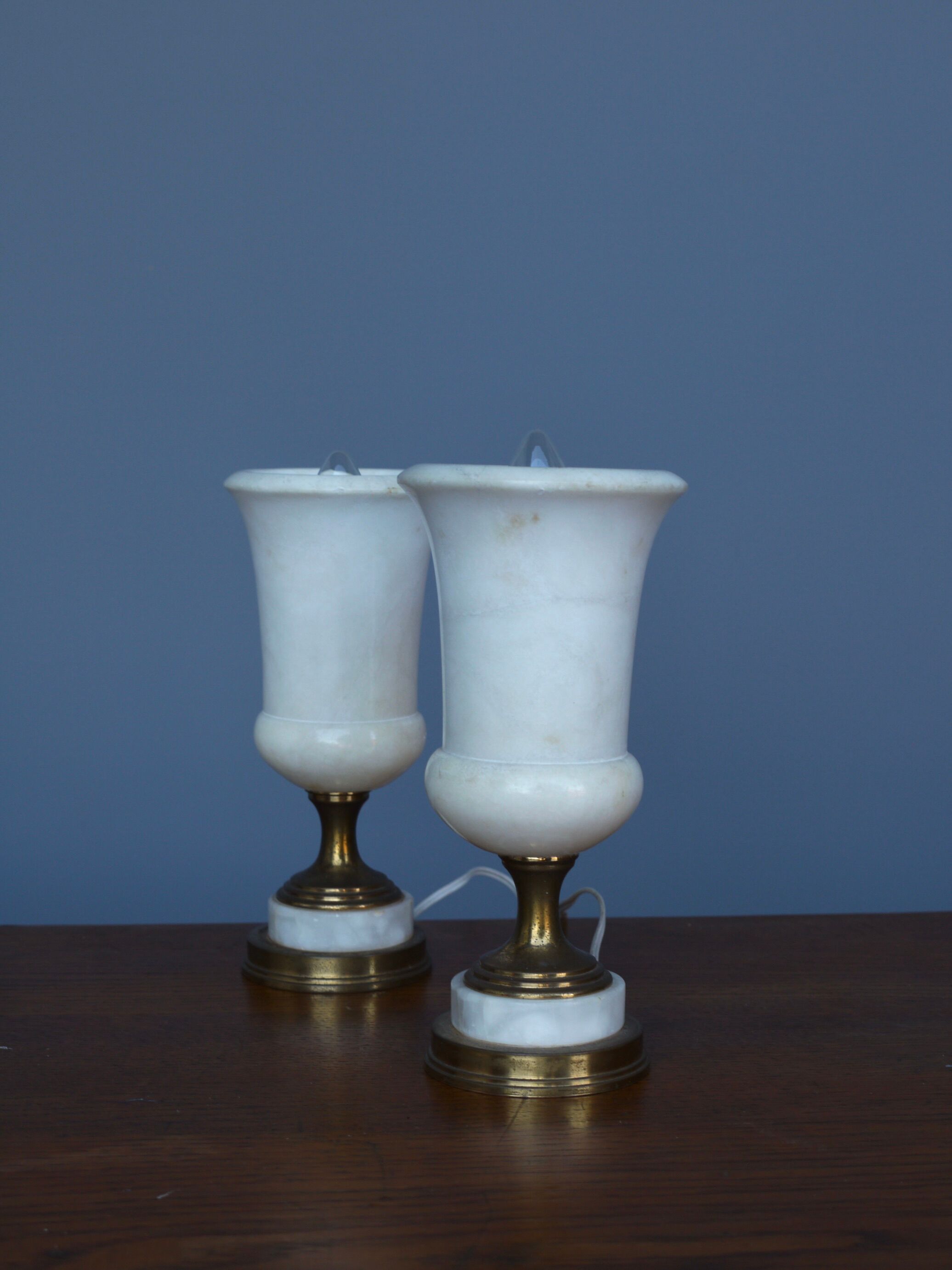 Lampes de table torchères en albâtre, années 1950, lot de 2