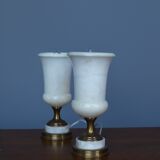 Lampes de table torchères en albâtre, années 1950, lot de 2