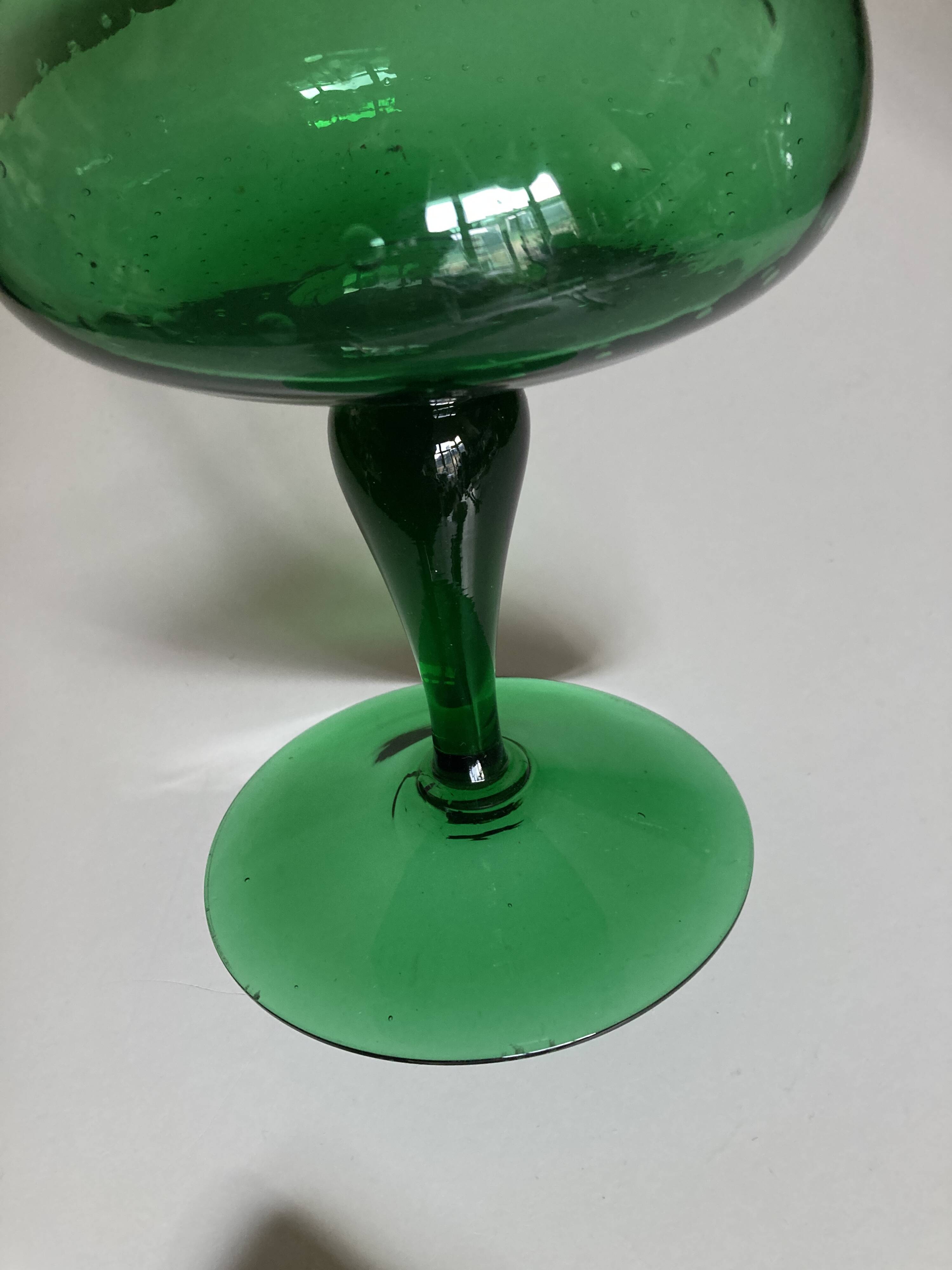 XXL Medici vase in bubbled glass from Empoli, Italian work 1960