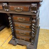 Exceptional Antique Portuguese Baroque Revival Twin Pedestal Desk  Spiral T