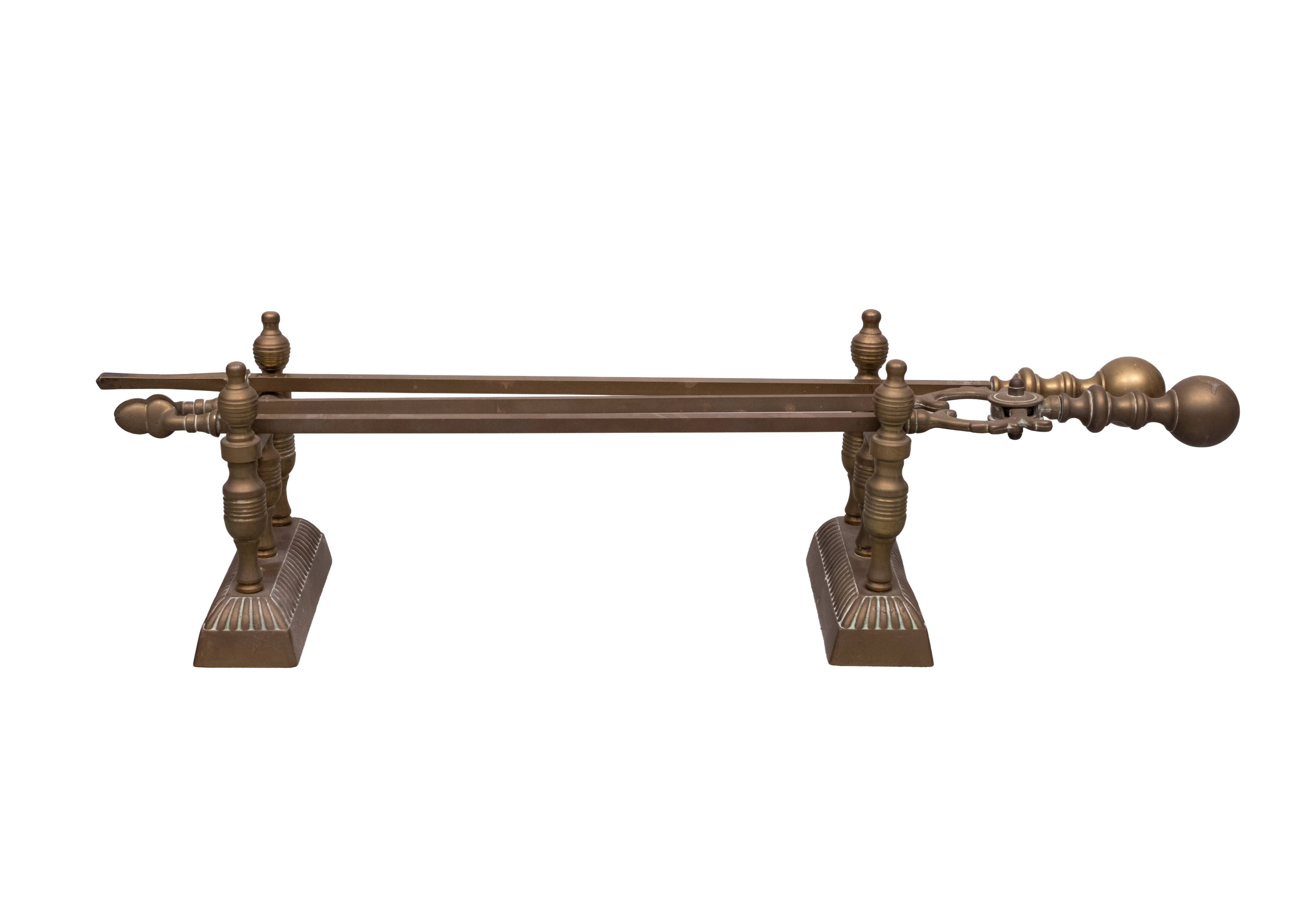 Antique Brass Fireplace Tools 19th Century