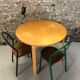 Round dining table in vintage wood