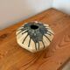 Scandinavian studio vase in flamed stoneware with drip decorations.