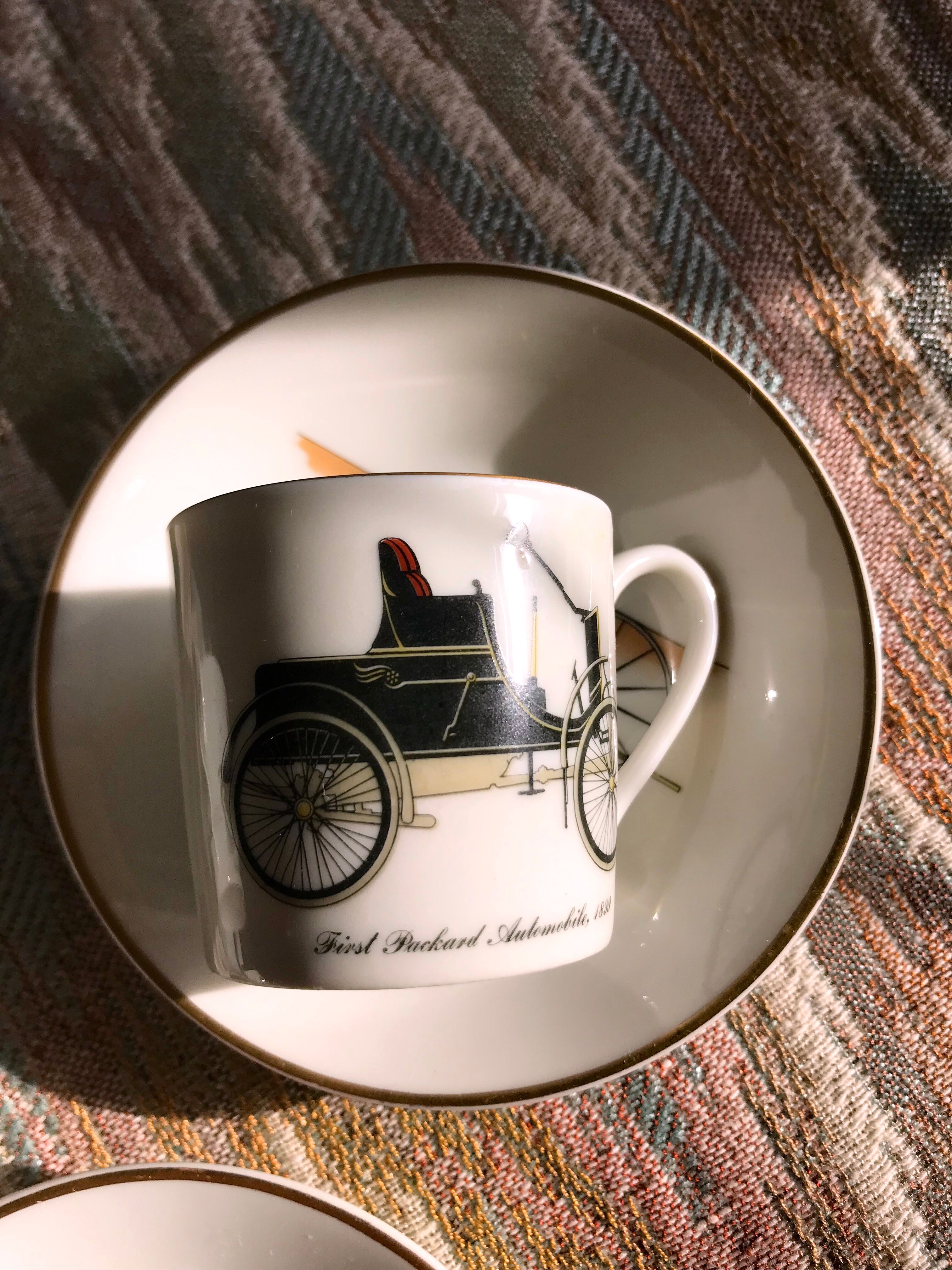 Vintage mocha service collection 6 cups cars real limoges porcelain of paris