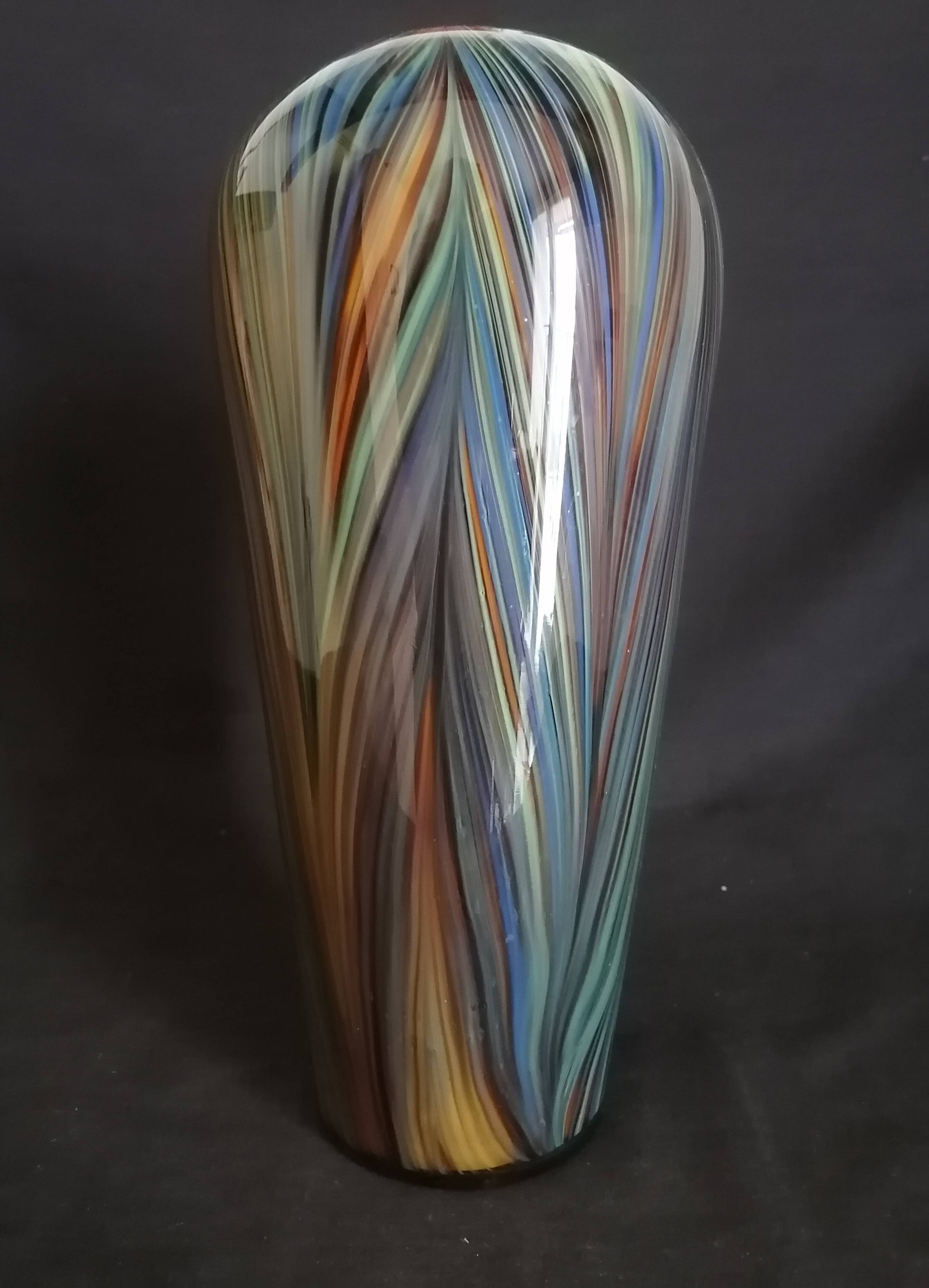 Grand vase balustre en verre de Murano, h - 30 cm.