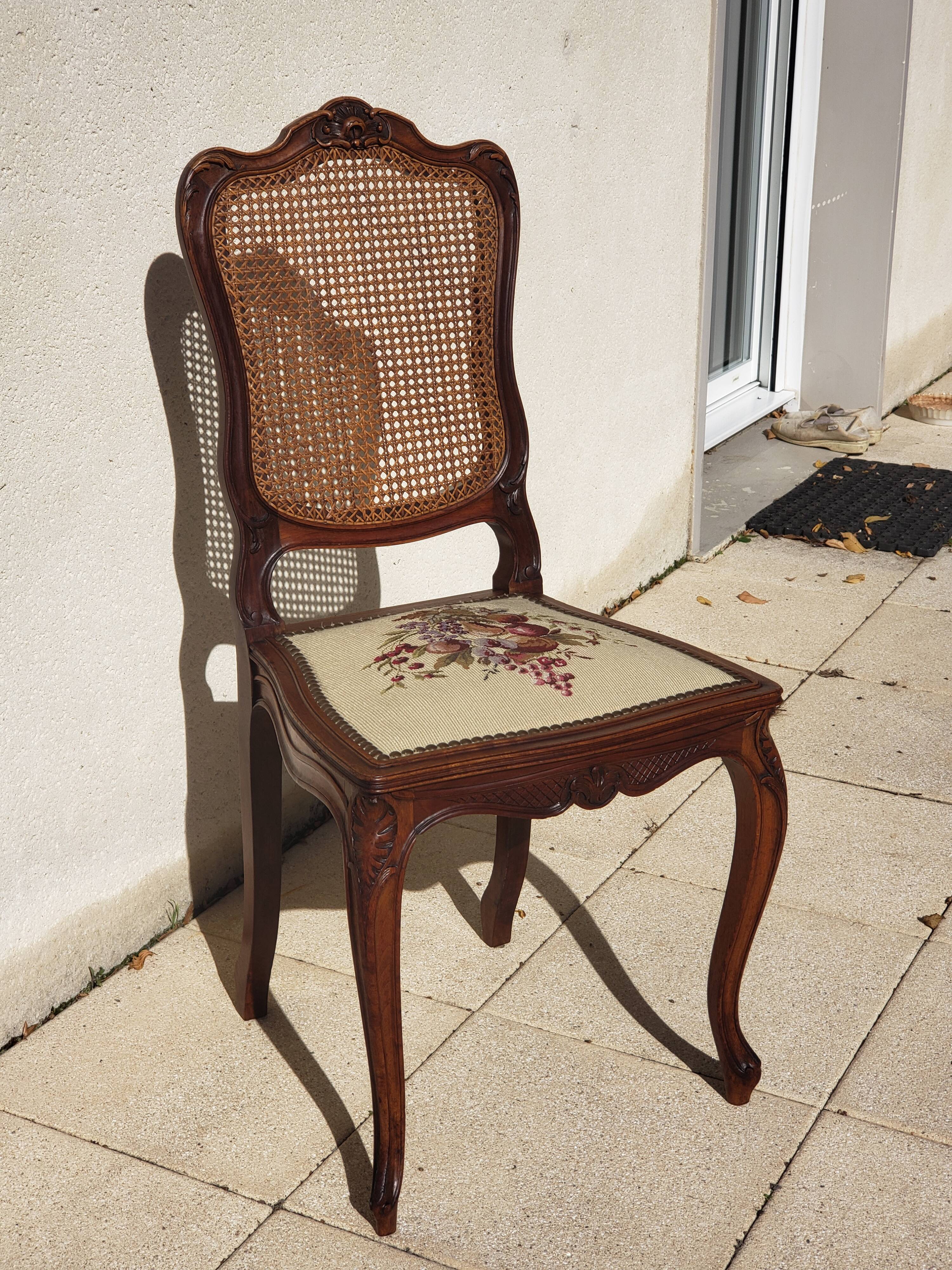 Antique Louis XV style walnut chair