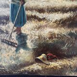 Harvesters, oil on canvas, signed