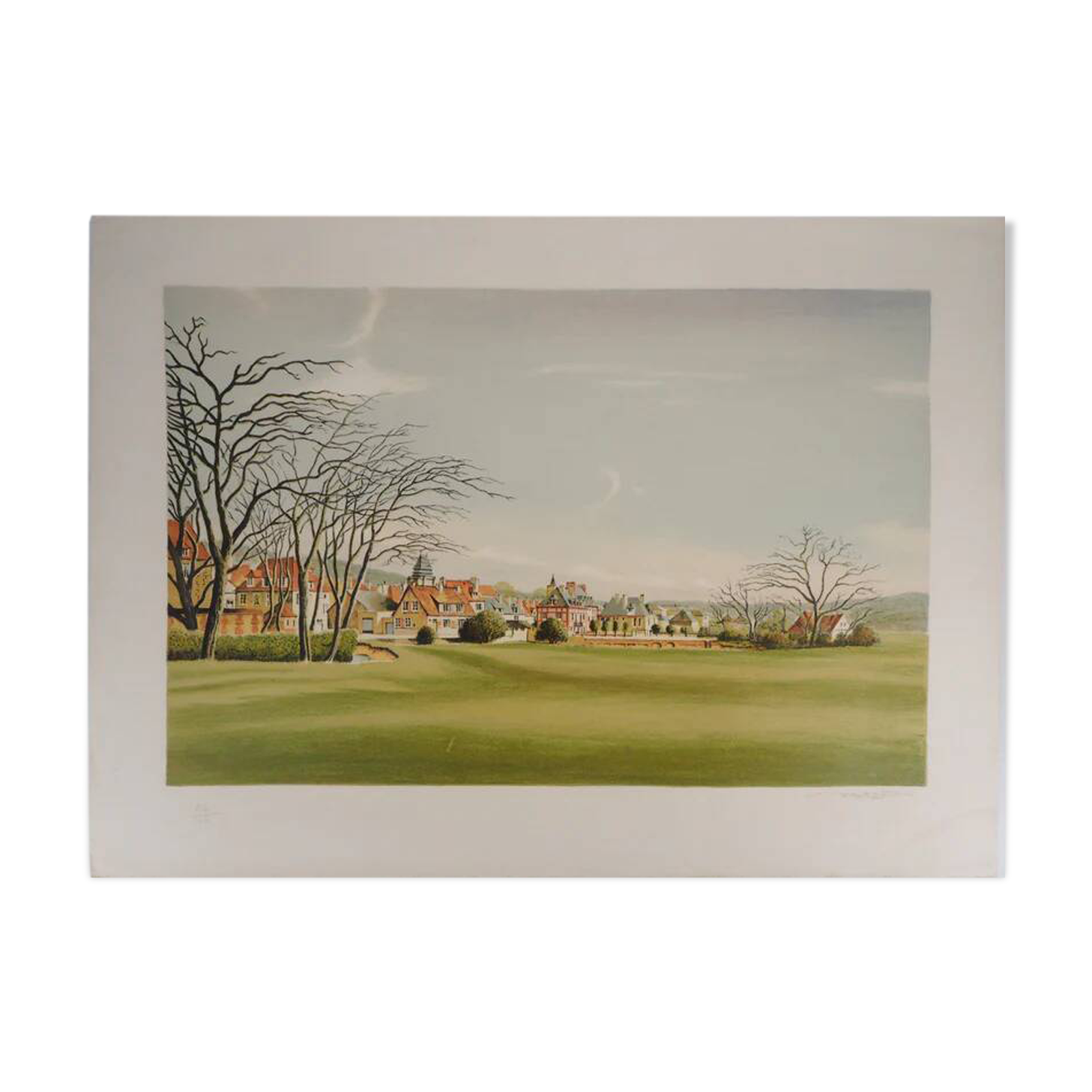 Pierre Bazire: Landscape in Normandy, original signed lithograph