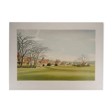 Pierre Bazire: Landscape in Normandy, original signed lithograph