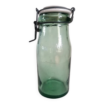 Old jar the ideal green glass