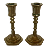 Pair of mini brass candle holders