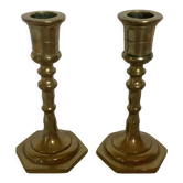 Pair of mini brass candle holders