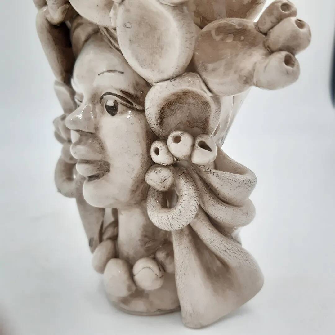 Caltagirone head vase ceramic italy