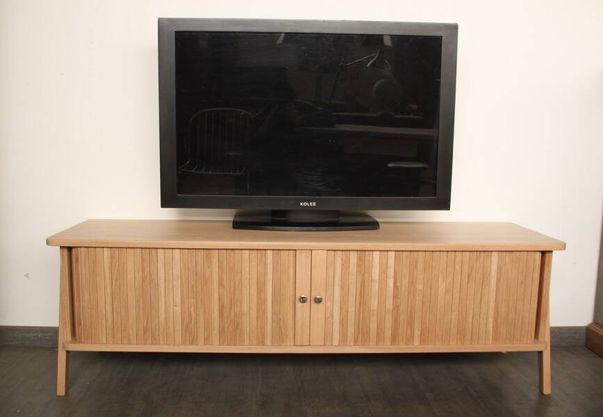 Scandinavian solid oak TV cabinet