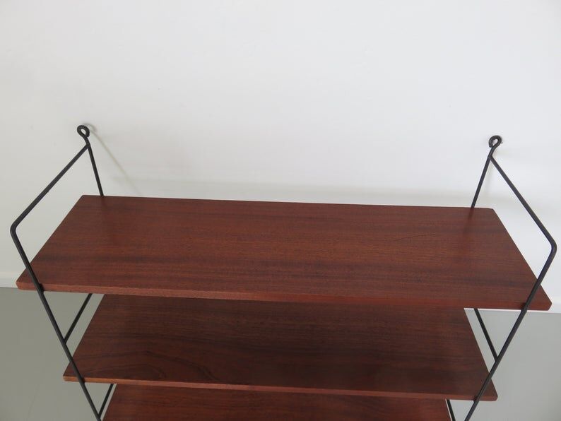 Scandinavian wall shelf modular wood and metal years 60 70