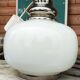 Pair of vintage suspensions in glass/white and silver