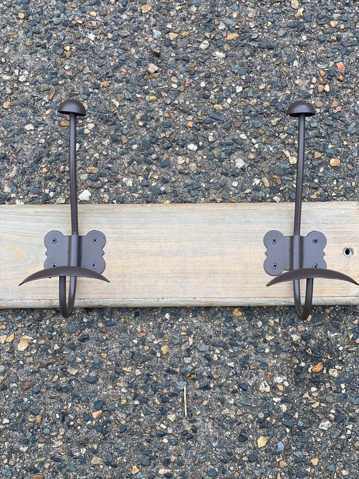 Solid wood and steel coat rack with 5 hooks