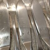 12 fish cutlery sets, 24 pieces, silver-plated metal, Christofle Cluny silversmith