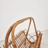 Beautiful 1960s rattan and bamboo magazine rack