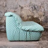 Large 2-seater sofa in checked fabric, France, 1980s