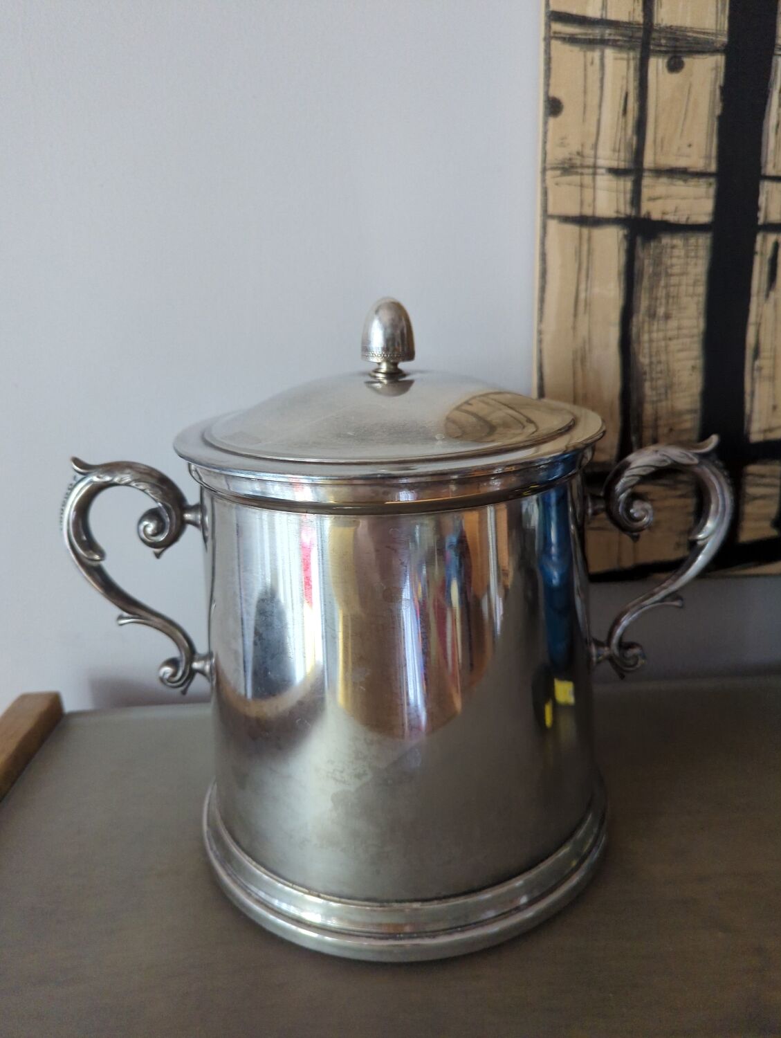 Silver metal ice bucket