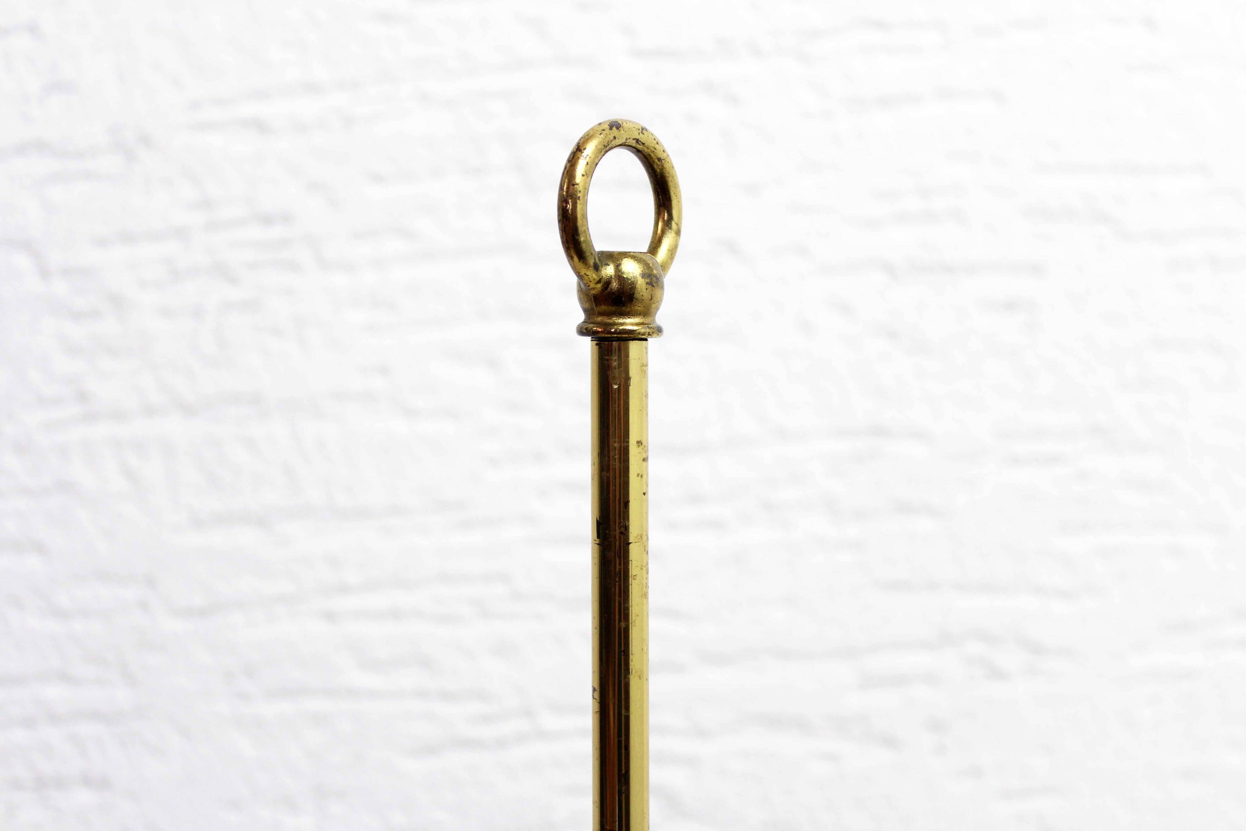 Brass and glass swan neck lamp