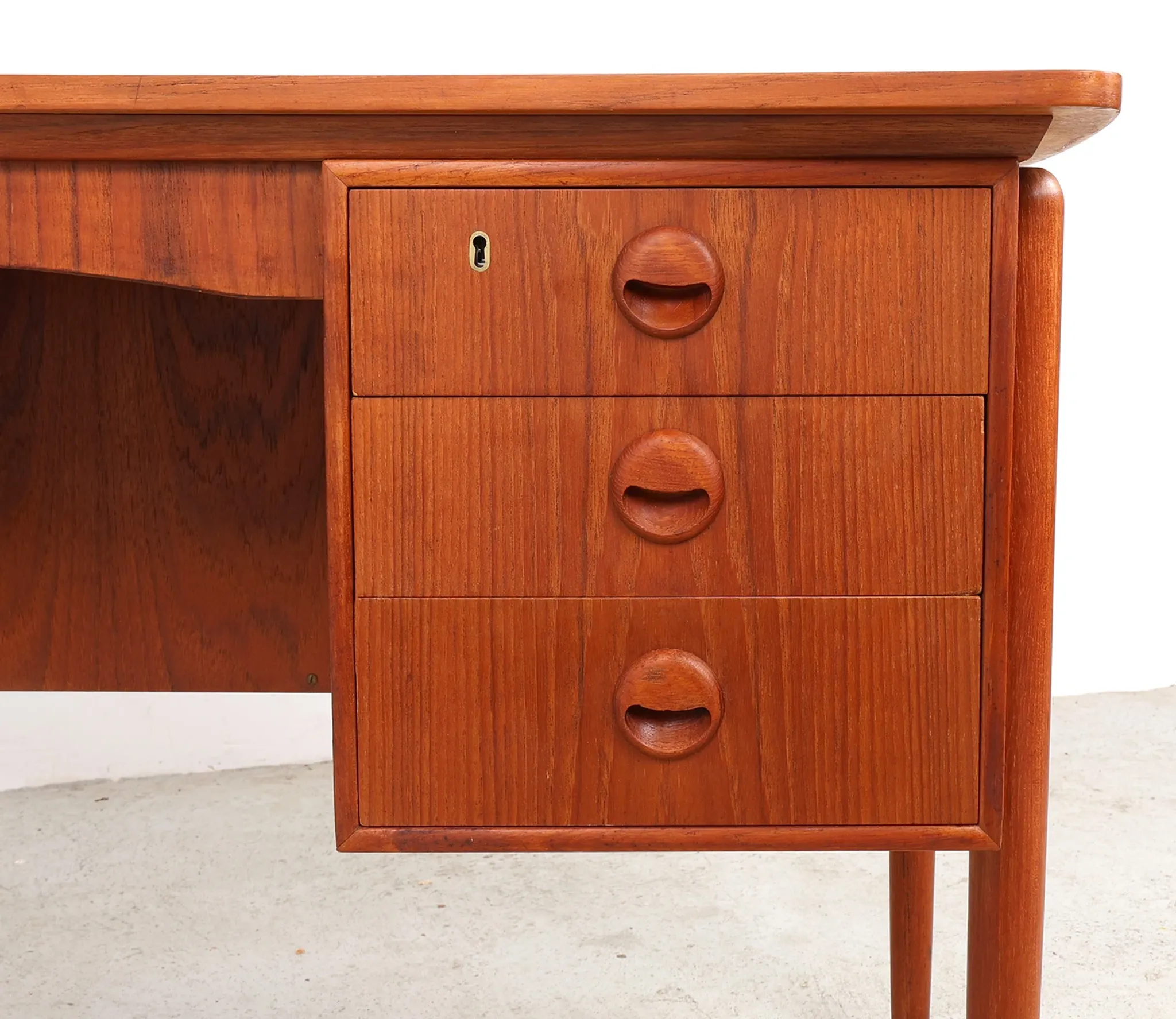 Danish teak writing desk with open storage compartment, 1960s