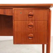 Danish teak writing desk with open storage compartment, 1960s