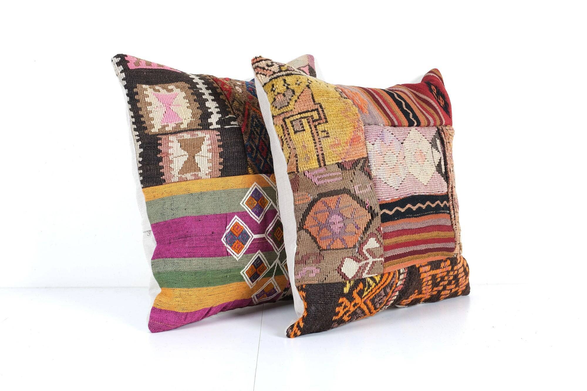 Set of 2 vintage kilim cushion covers 51x51 cm