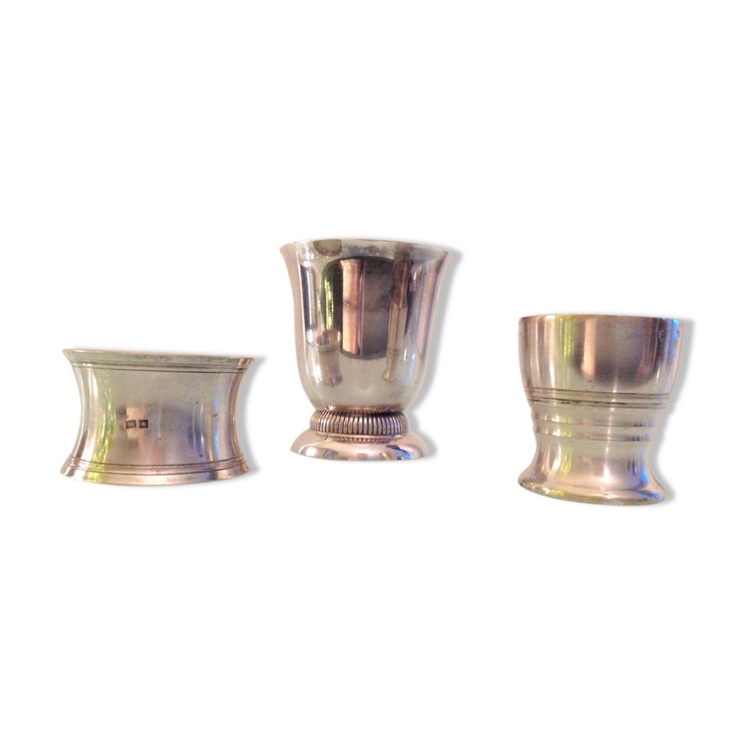 Timpani, shell and round of silver metal / vintage towel 50s-60s