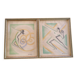 Dessins originaux art déco 1929 la paire