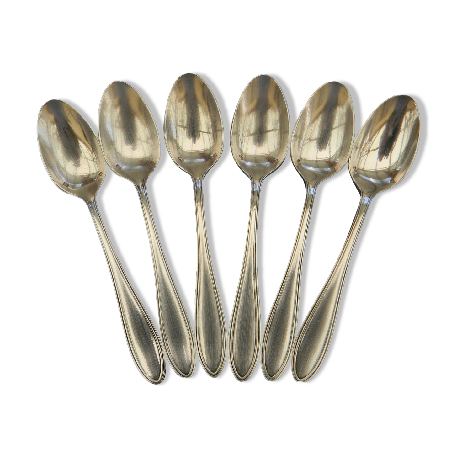 Set of 6 teaspoons in silver metal