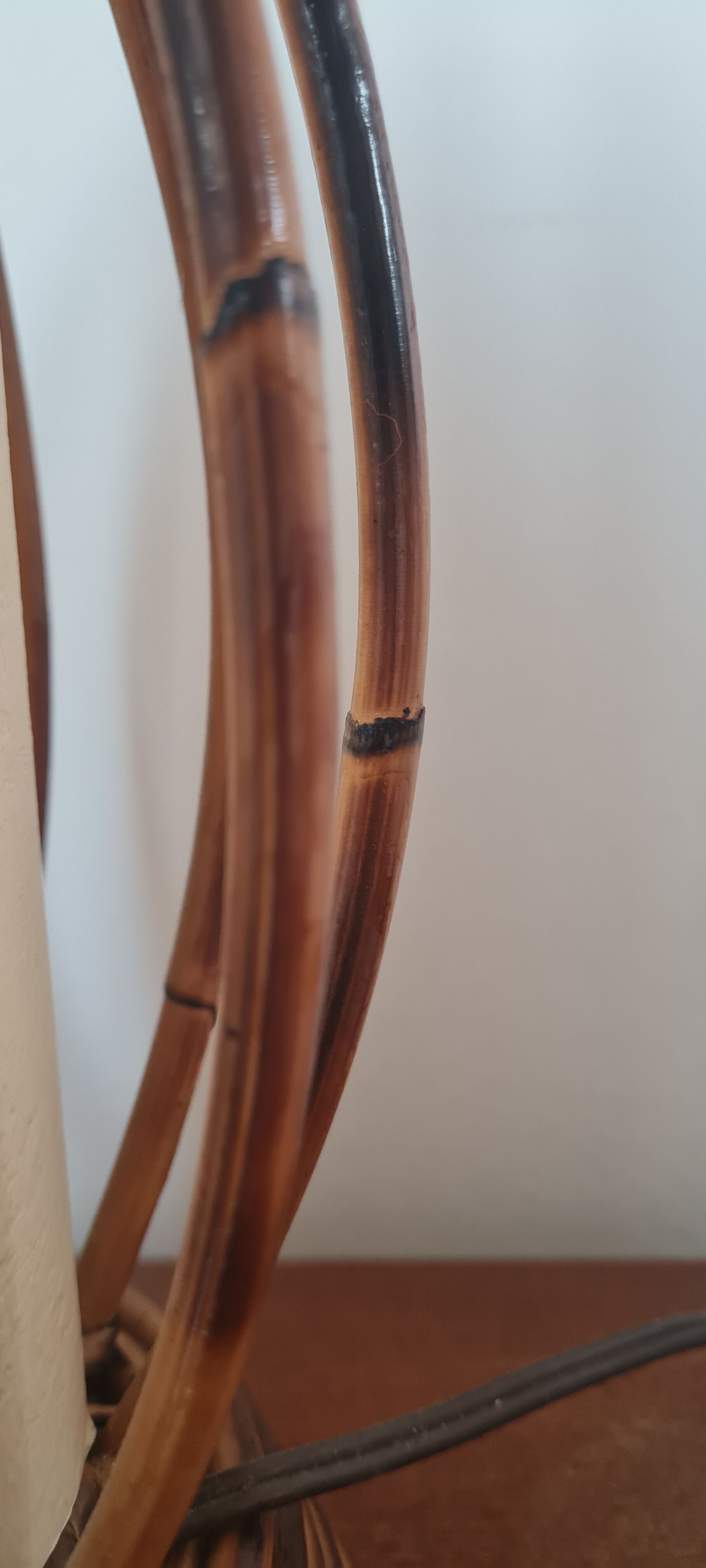 Rattan and bamboo table lamp by Louis Sognot 1960