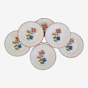 Assiettes plates en faïence de Saint-Amand Ceranord modèle maïté vintage