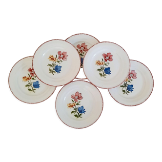 Flat faience plates from Saint-Amand Ceranord vintage maïté model