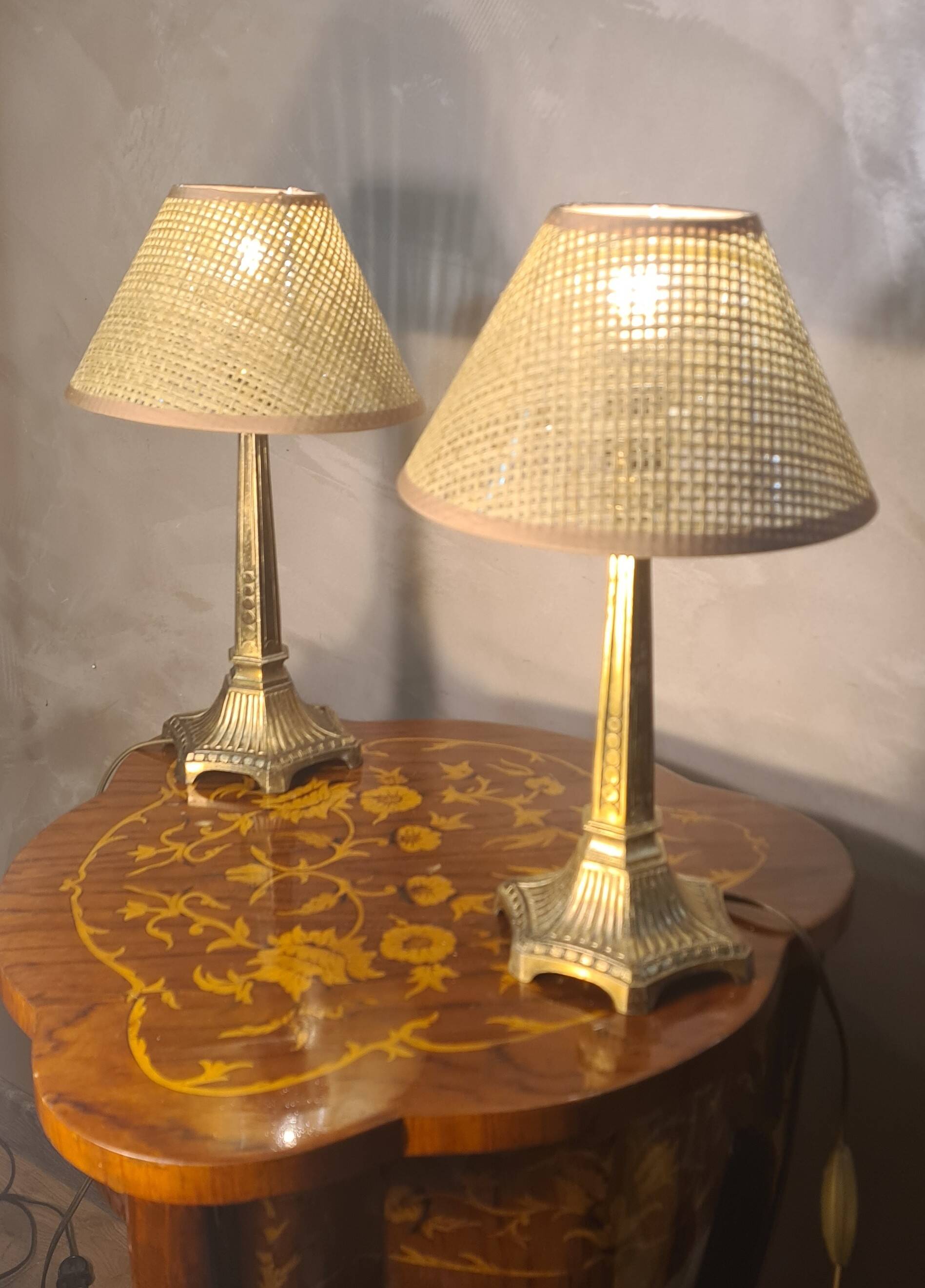 Paire de lampes en régule doré, 1960