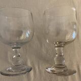 8 old red wine glasses with blown and bubbled glass walk